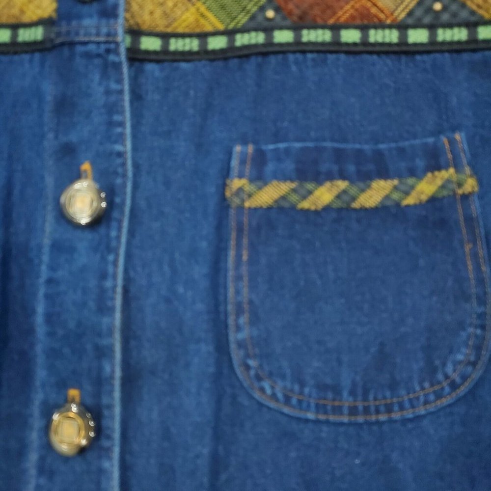 Vintage 90s Denim Jean Shirt Jacket Shaket Thin Sz Large - Picture 7 of 12